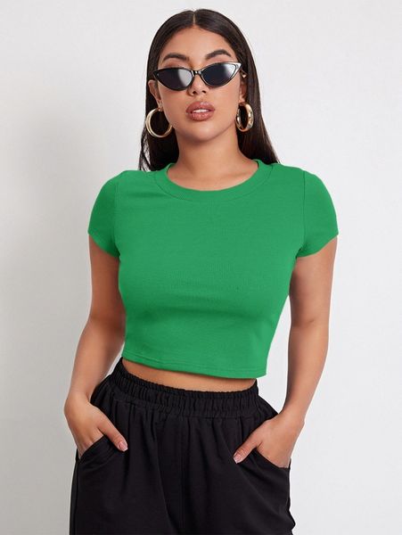 

rib-knit crop f9xc#, White