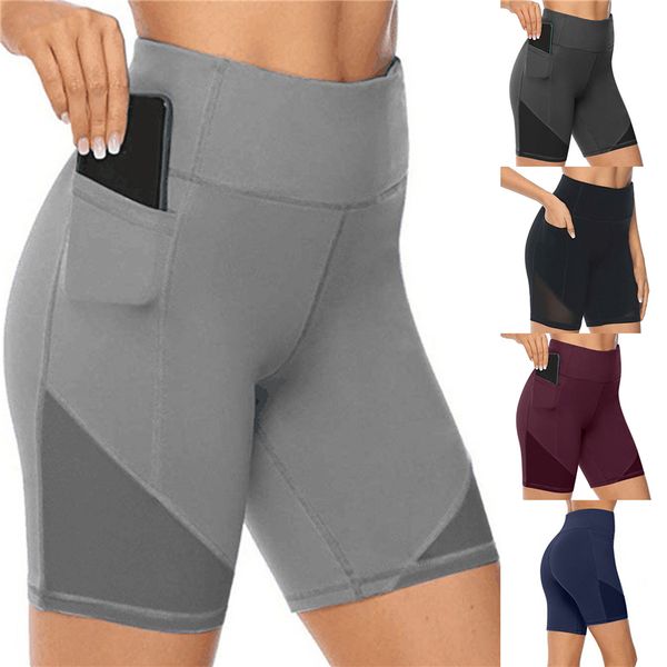 

women gym shorts high waist lifting push up tight sports leggings phone pocket jogging running fitness yoga pant 220629, White;black