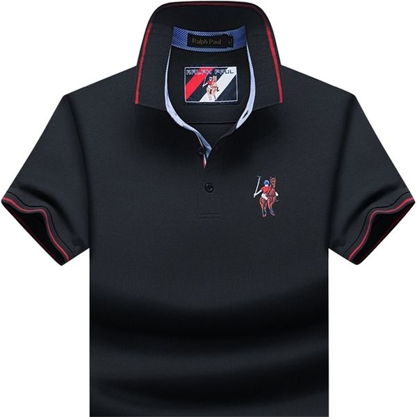 

paul embroidered summer short-sleeved t-shirt men's lapel loose large size polo shirt men's short-sleeved shirt - 220407, White;black