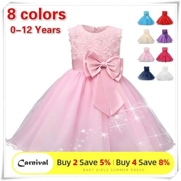 Vestidos de menina ano de aniversário bebê menina vestido de flor meninas festas use tutu vestido de batismo infantil roupas de batismo 6 9 12 18 24 mesesgi