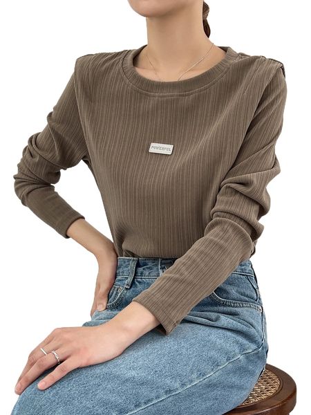 

dazy ribbed knit letter patched detail tee z4zz#, White