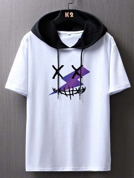 

romwe guys cartoon graphic drawstring tee f1hp#, White;black