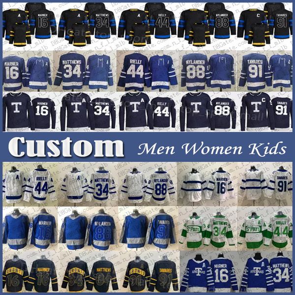

auston matthews mitchell marner toronto hockey jersey custom maple leafs john tavares ryan oreilly morgan rielly william nylander wayne simm, Black;red
