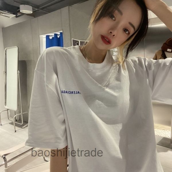 

2022 men's designer bal t shirt trendy brand new baleshijia printed letter cotton t-shirt round neck short sleeve women's loose bo, White;black