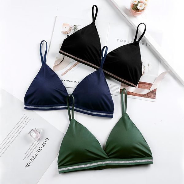 

1 pcs bralette bra wireless thin underwear female lingerie seamless soft ice silk bras for women free, Red;black