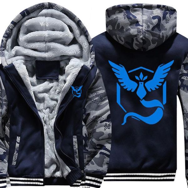 

men's hoodies & sweatshirts size hoodie game team valor mystic instinct sweatshirt camouflage sleeve hooded navy blue coat jacket men&#, Black