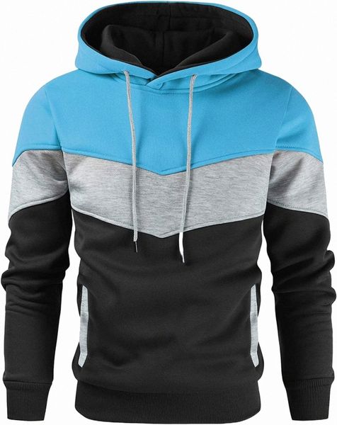 

men's novelty color block pullover fleece hoodie long sleeve casual sweatshirt with pocket a7ve#, Black