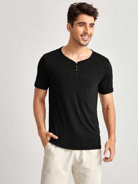 

men button detail tee 88cy#, White;black
