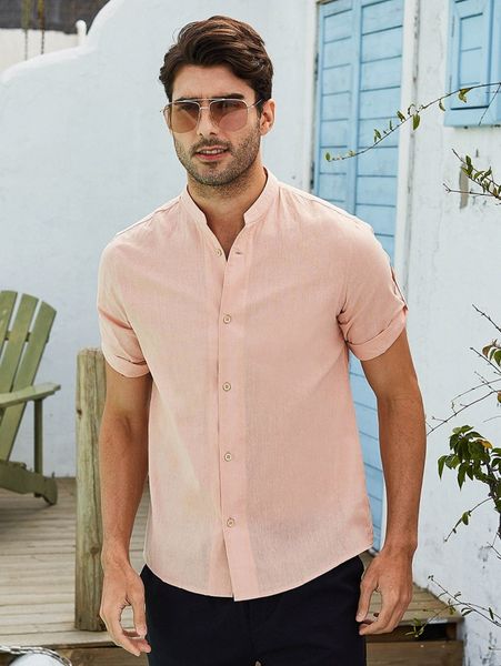 

men roll tab sleeve shirt z2m7#, White;black