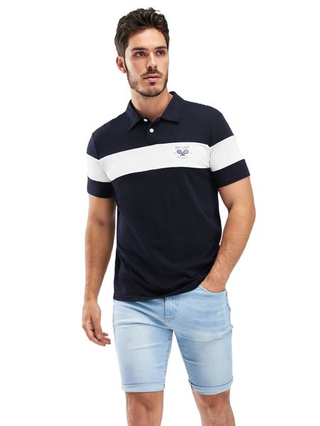 

men tennis racket & letter graphic two tone polo shirt 12yl#, White;black