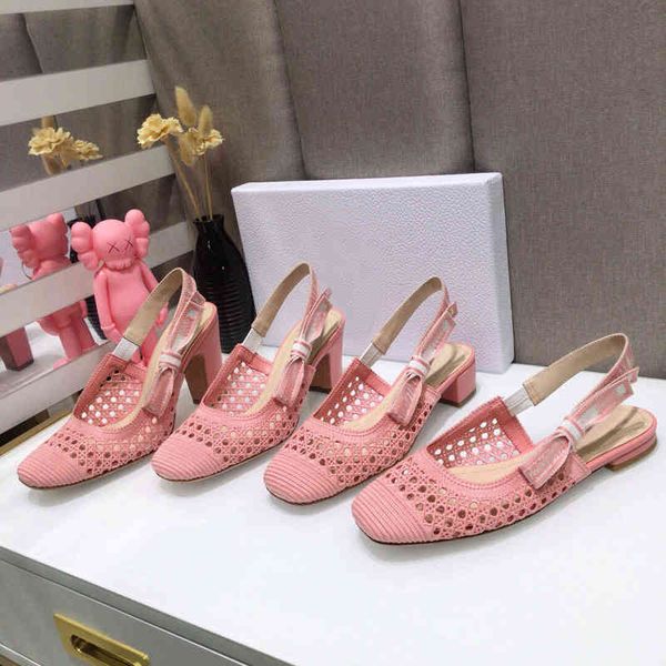 

sandals summer women's shoes fashion square head hollow out embroidered letters bow sandals thick heel webbing high heels, Black