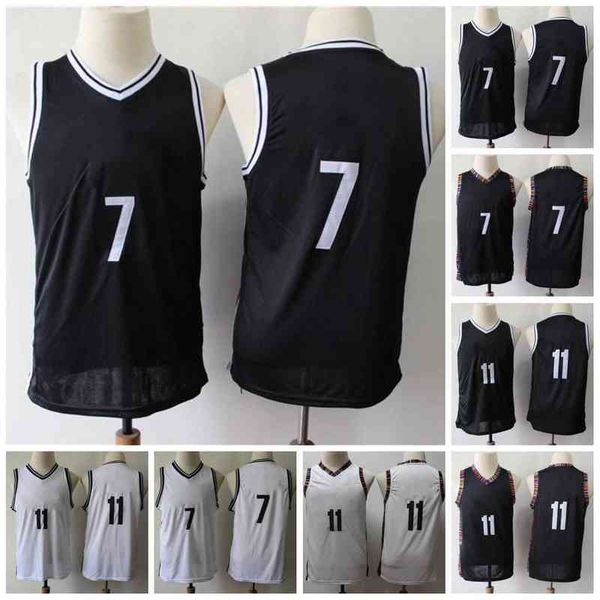 

youth kids 7 basketball jersey 11 city black white stitched size s-xl