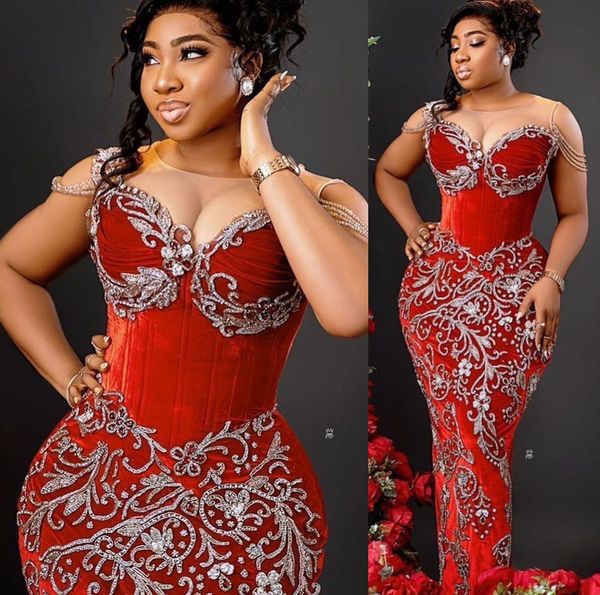 

2022 plus size arabic aso ebi red luxurious sheath prom dresses beaded crystals evening formal party second reception birthday engagement go, Black