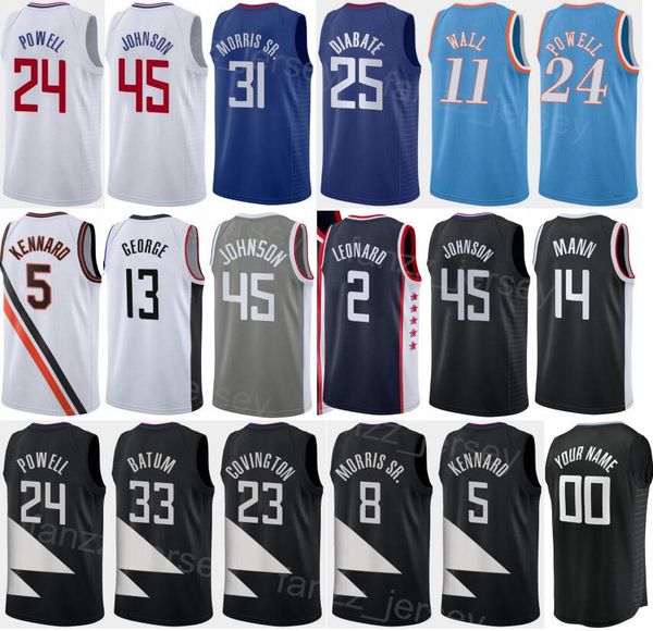 

print association basketball edition robert covington jersey 23 nicolas batum 33 marcus morris sr 8 coffey 7 john wall 11 moussa diabate 25, Black;red
