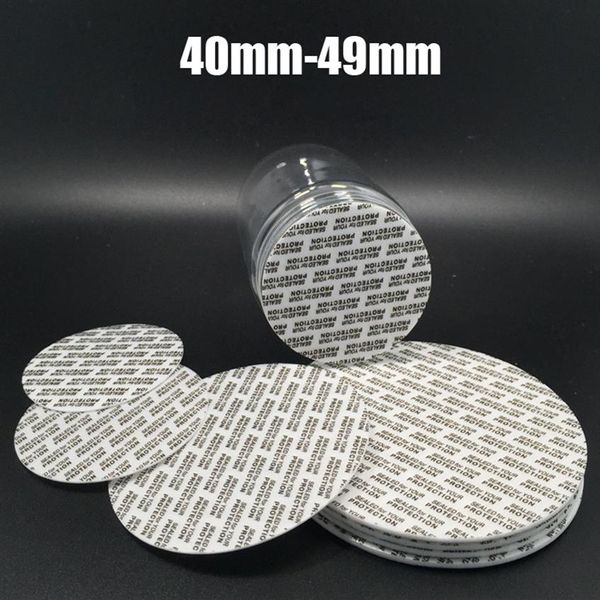 200 pezzi formato 40mm-49mm guarnizioni Foma in plastica 42mm 44mm 45mm 46mm 47mm 48mm guarnizioni autoadesive per bottiglie sigillante appiccicoso sensibile alla pressione261P