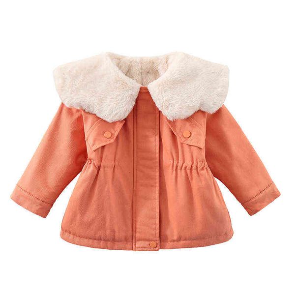 2021 bambini bambini ragazze cappotto spesso collo in pelliccia sintetica cappotto di lana principesse bambini ragazza autunno inverno vestiti per 1-6 anni J220718