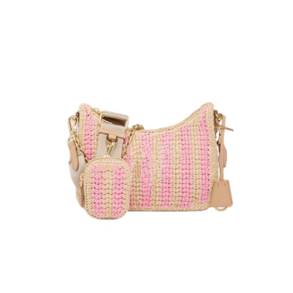 

straw three-in-one messenger bag nylon waterproof chain wide shoulder strap purse fashion designers luxurys bags