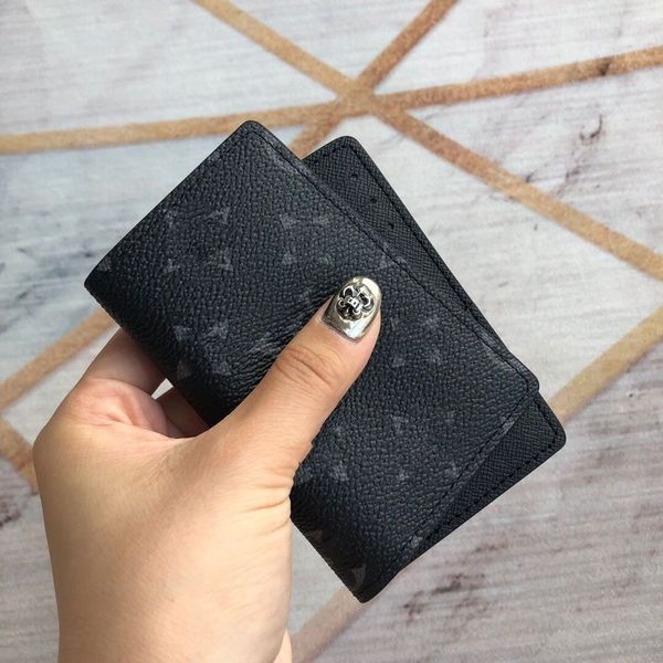 Ünlü marka unisex kısa cüzdan siyah baskı klasik kart tutucular mektup ekose kadın takım elbise cüzdan lüks tasarımcı erkek debriyaj 322i