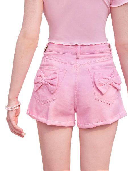 

kawaii bow back denim shorts 10wd#, White;black