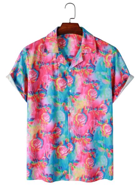 

men floral print shirt k94i#, White;black