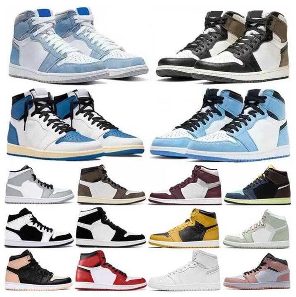 

jumpman 1 og high basketball shoes 1s pink green university blue court purple royal bred toe unc obsidian game sneakers trainers, Black