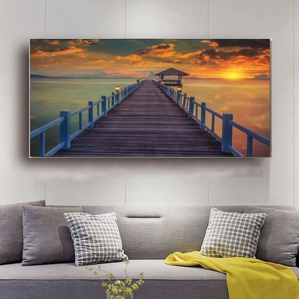Sunset Sea Bridge Landscape картин