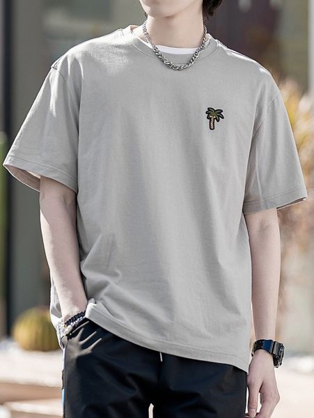 

men palm tree embroidery tee p0xk#, White;black
