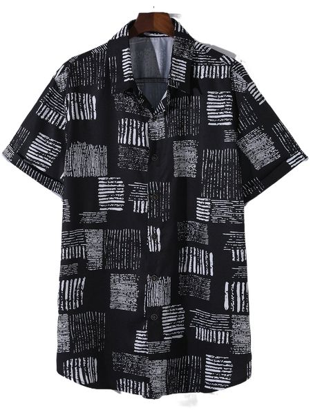 

men random striped print shirt without tee g3x7#, White;black