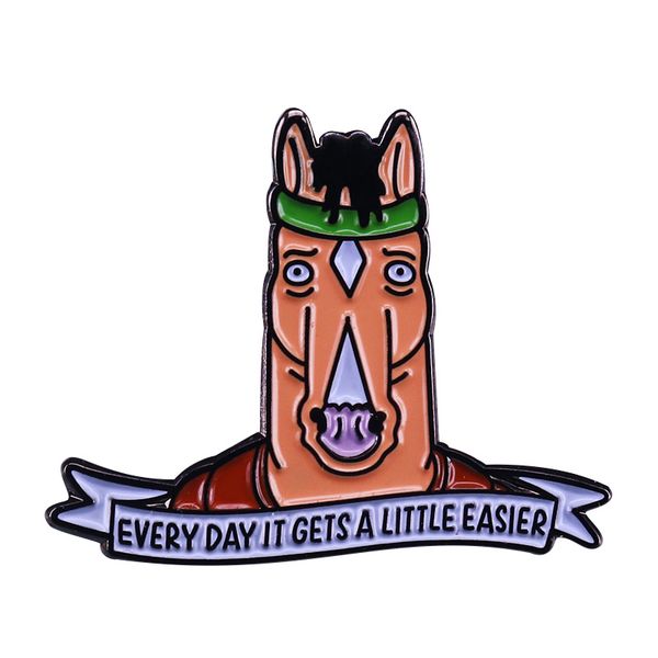 

everyday it gets a little easier brooch horse motivational enamel pin, Blue