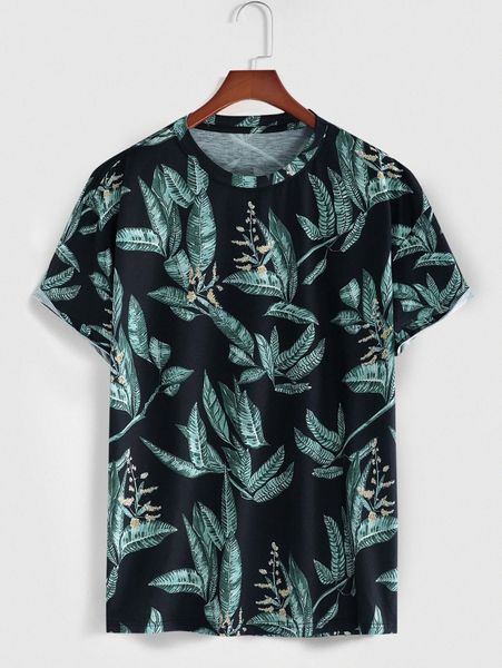 

men random tropical print tee n7m1#, White;black