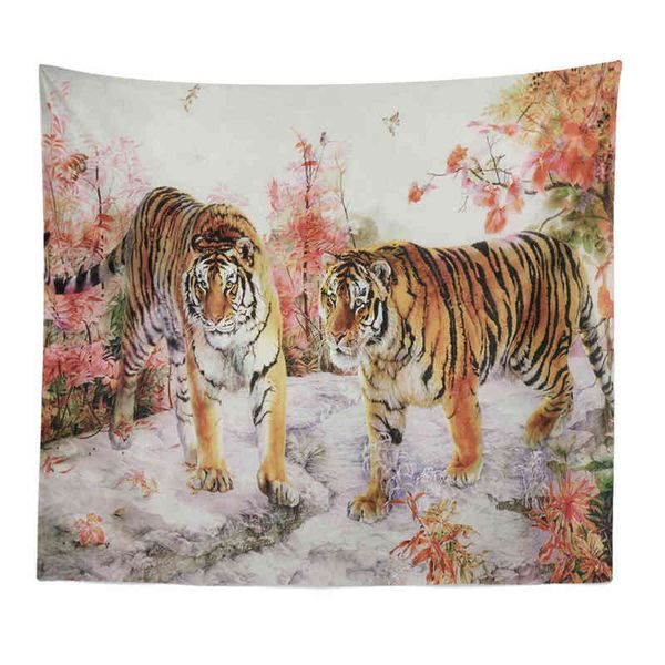 Animal 3d Tiger Carpet Parede pendurado Wild Lion Hippie Penascape Print Wall Blain Decor Home Domor