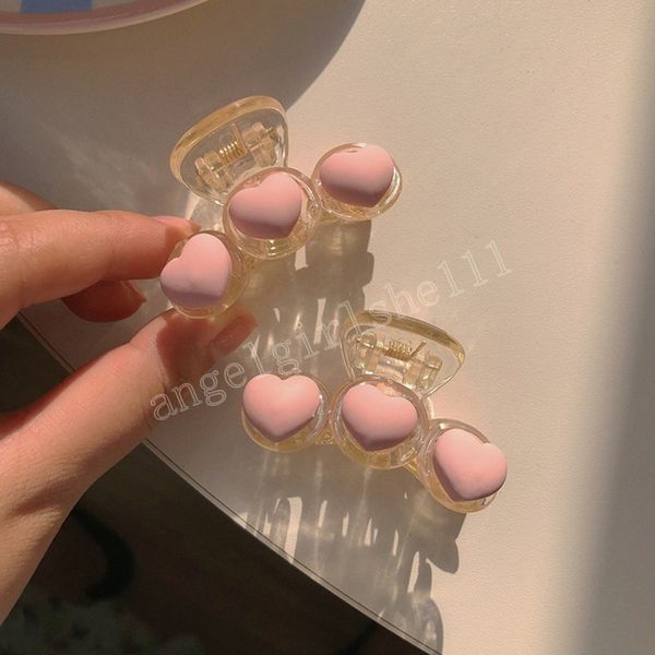 

acrylic hairdress women hair claws back of head crab clamps girls candy color pink heart hair clips, Slivery;white