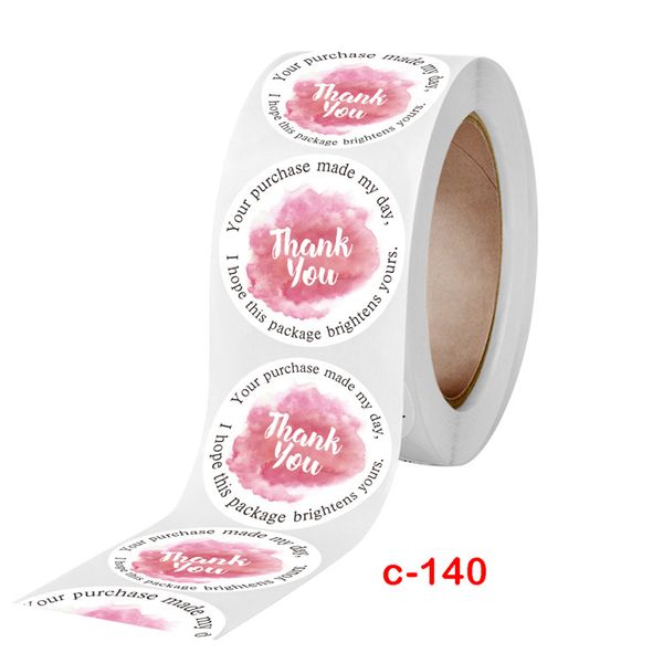 

thank you sticker roll you purchase made my day gradient color pink 1222313