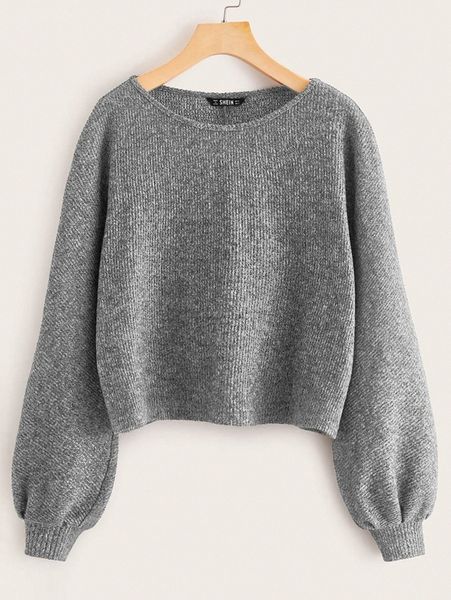 

marled ribbed knit cropped sweater 18b5#, White;black