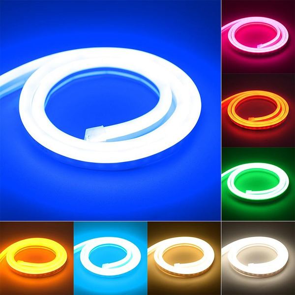 Tiras de tiras de neon led led dc12v de dança de dança luz de decoração de festa silicone el arame de corda de borracha lâmpada à prova d'água iluminada ao ar livre