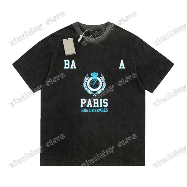 

22ss men women designers t shirts tee tie dye destroyed shirts paris cotton short sleeve crew neck streetwear xinxinbuy gray black xs, White;black