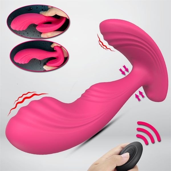 Секс игрушка Massager Double Printion Dildo Вибратор Wireless Direte Control Strapon Toys Anal Plug G-Spot пара, связанная с пенисом 6A4L