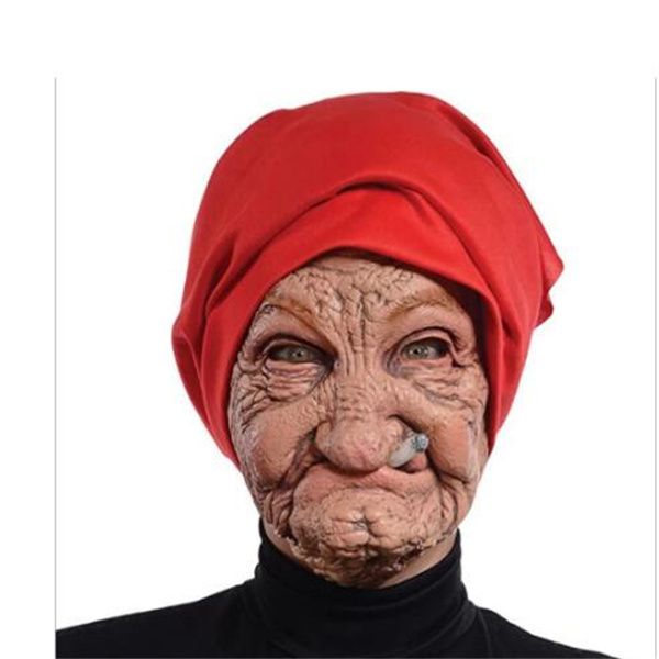 Halloween Smoking Old Grandmother Mask Maschere in lattice realistiche Costume Halloween Puntelli Cosplay GC1391