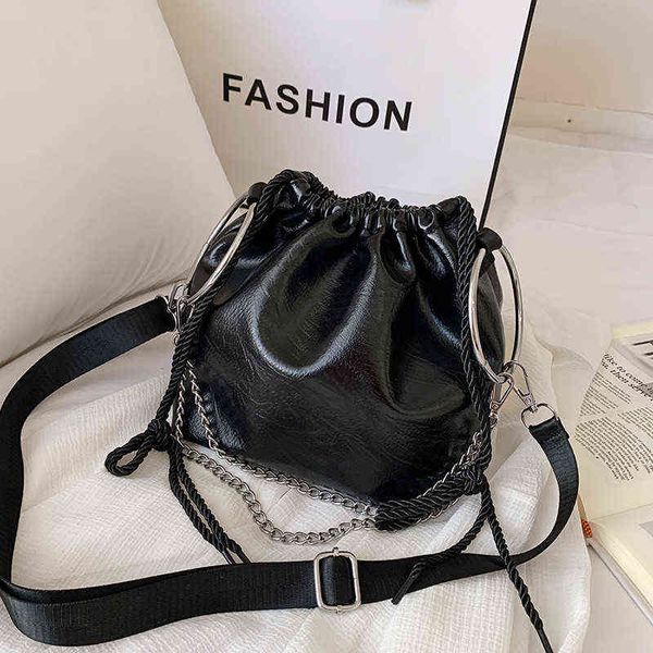 

mini pu leather bucket bags for women 2022 designer crossbody shoulder bags soft pu leather ladies chain sling bags casual y220405