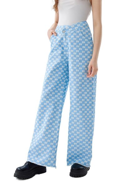 

x obviously vintage allover letter graphic raw hem pants g9cn#, Black;white