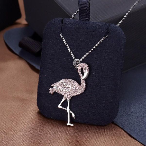 Anhänger Halsketten Charming Rosa Flamingo Halskette Für Frauen 2022 Mode Vogel Anpassen Kette Schmuck Geschenk ZK30Pendant