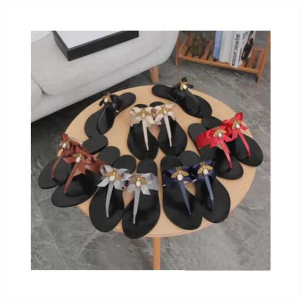 

mens leather sandal designer women slides thong with double g flip flops slipper metal chain fashion summer beach bee slipper larger size, Black