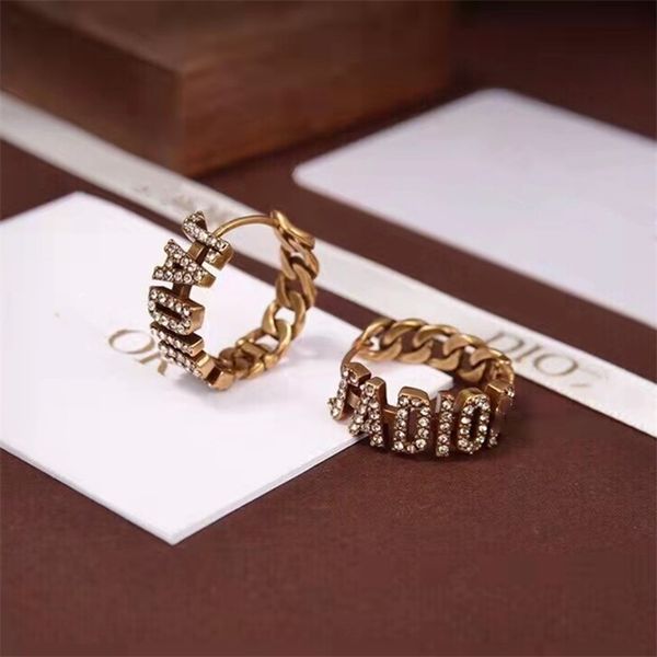 

10% off jewelry the new di letter full diamond earrings female used hollow earrings, Golden