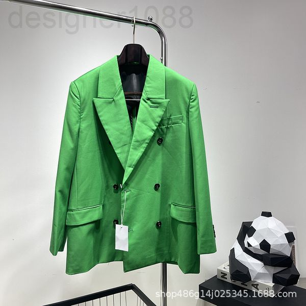 

women's suits & blazers designer [correct version]autumn and winter new bv green wool loose profile double breasted coat men's wom, White;black