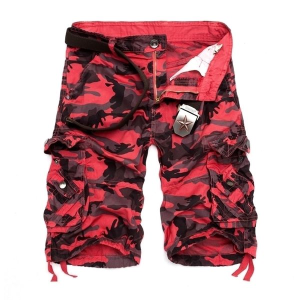 

us size camouflage loose cargo shorts men cool summer military camo short pants homme 220318, White;black