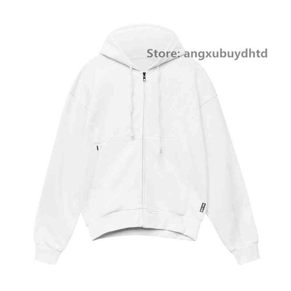 

2022 arsv men's hoodie new solid color cardigan sweater fashion brand loose large terry hoodies trend embroidered coat zip jogging swea, Black
