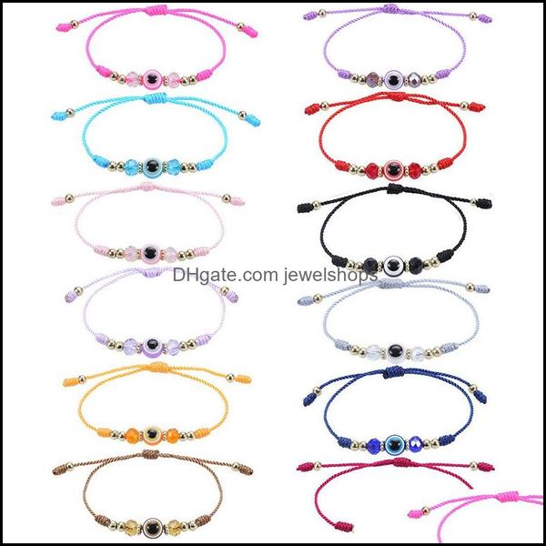 

charm bracelets colorf eye bracelet handmade braided rope lucky protection evil friendship jewelry wholesale drop delivery jewelshops dhcoy, Golden;silver
