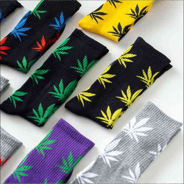 

moda mulaya funny socks women comfortable cotton happy hemp leaf maple casual long weed crew sock dress harajuku, Black