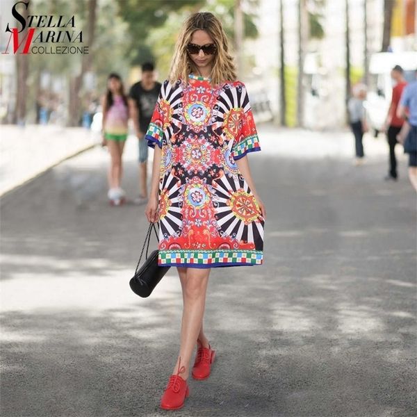 

summer women black blue floral printed beach dress plus size ladies cute straight sundress midi casual sun dress robe 2162 210303, Black;gray