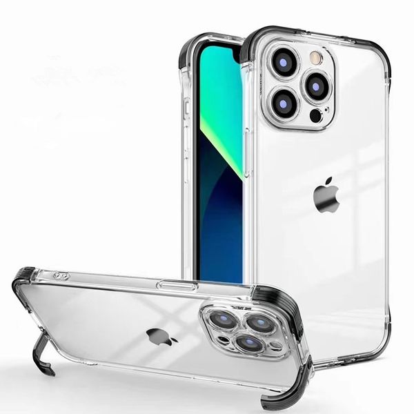 

pc tpu shockproof cases for iphone 14 pro max 13 12 11 se x xr xs 7 8 plus kickstand stand holder back clear cover
